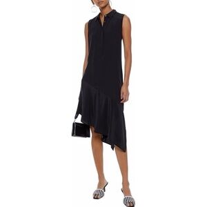 Equipment Silk Black Shirt Dress Tira Sleeveless Asymmetric Hem A-Line Size 2